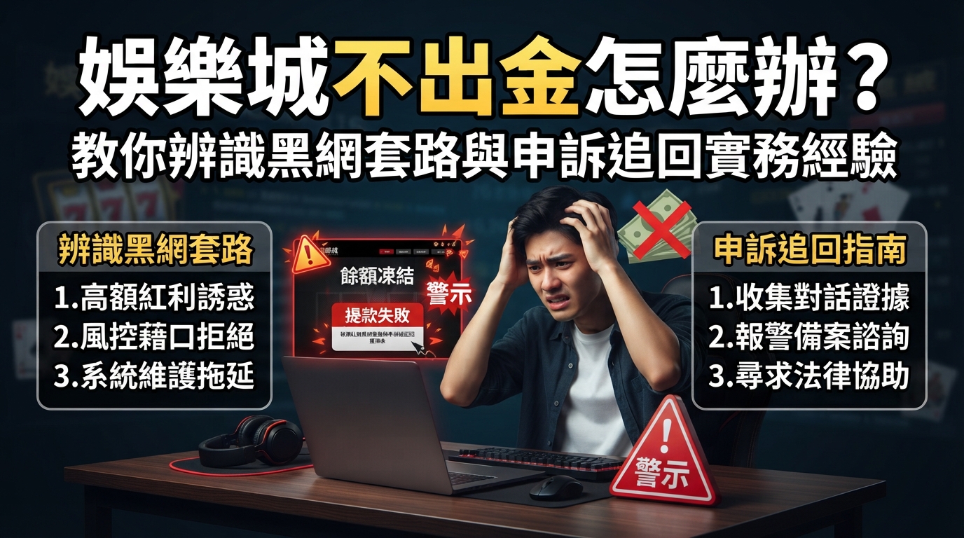 娛樂城不出金怎麼辦？教你辨識黑網套路與申訴追回實務經驗